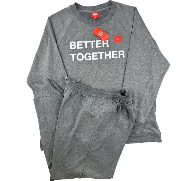Together Other - Family PJs Pajama Set Large Gray Better Together Womens Long Sleeve Pants
